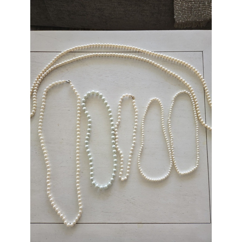 Vintage Faux Pearl Necklaces Lot of 6 Strands Various Sizes Jewelry